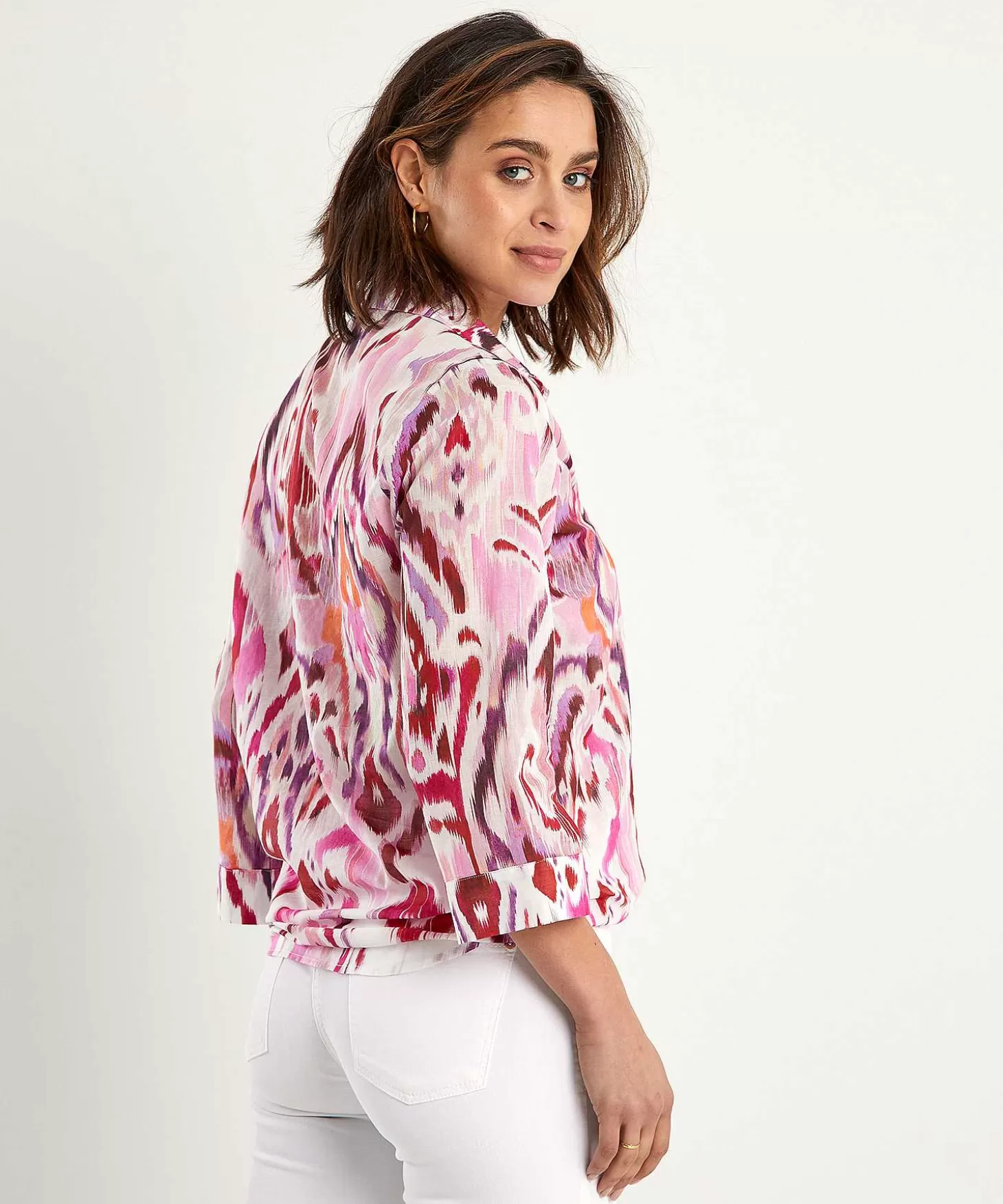 * Cotton Voile Blouse Ikat Multicolor Flash Sale