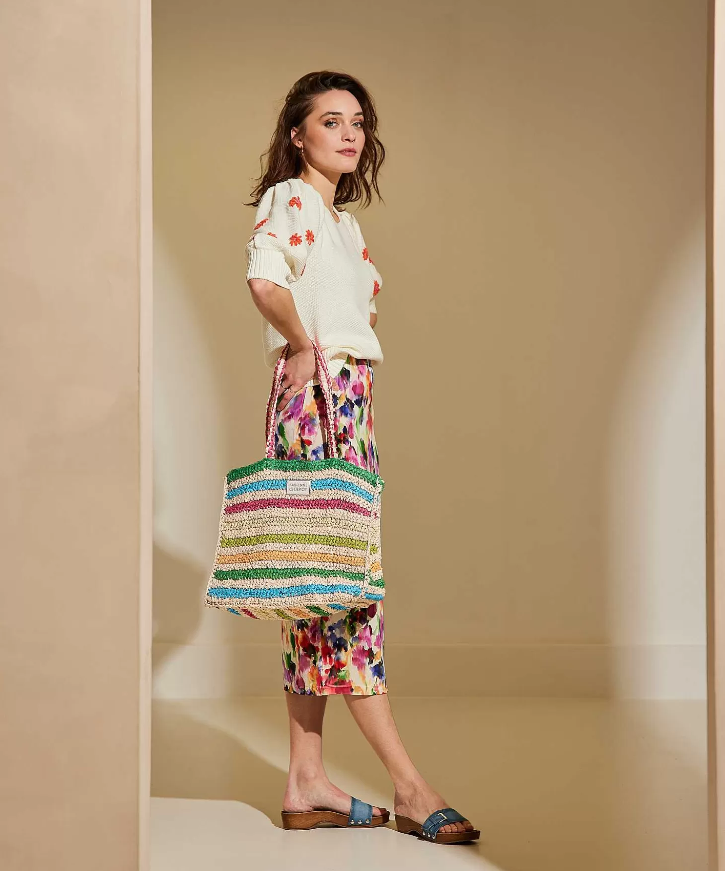 Fabienne Chapot Raffia Tas Multicolor Naomi Flash Sale