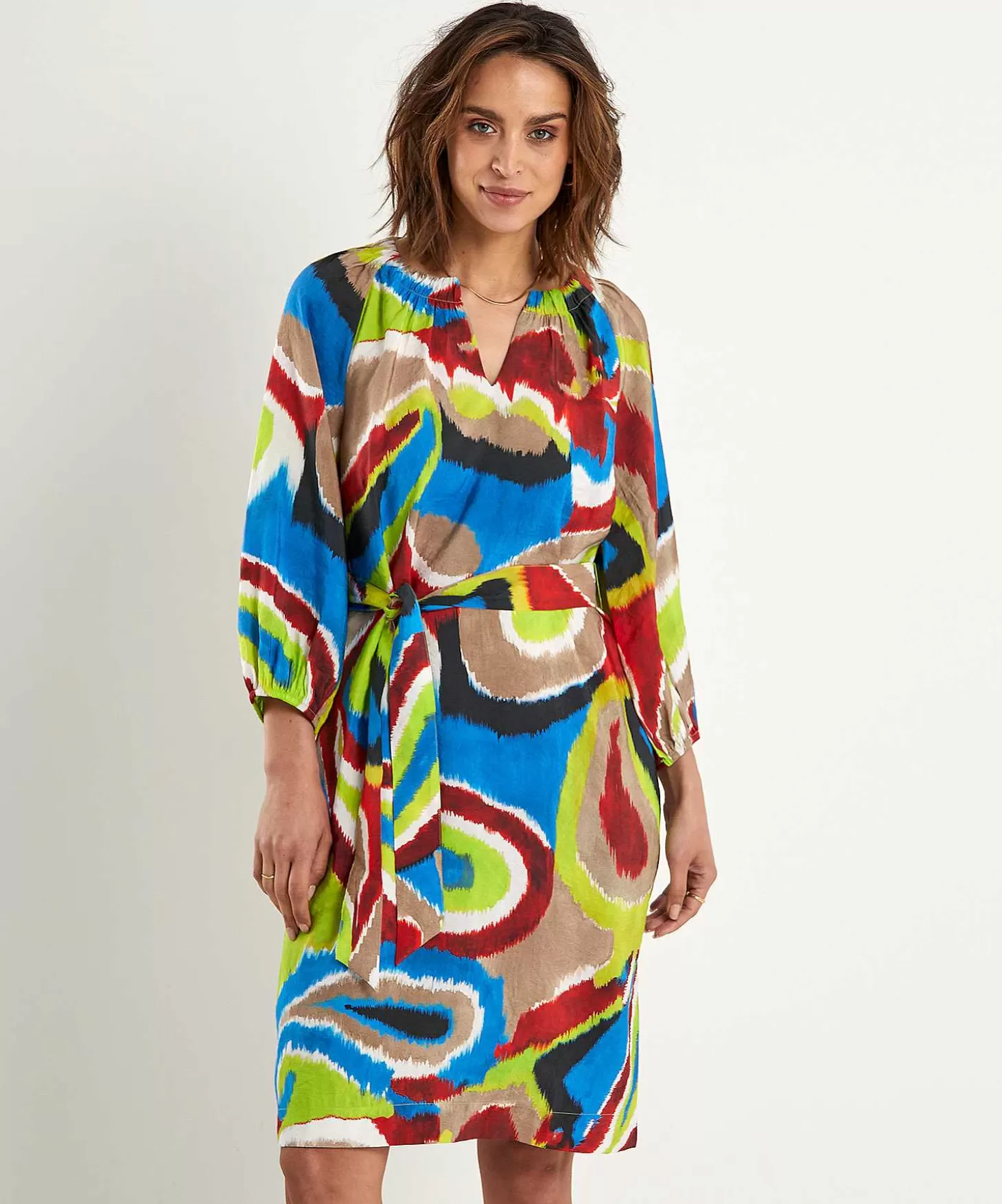 KYRA Jurk Met Ceintuur Multicolor Esmee Hot