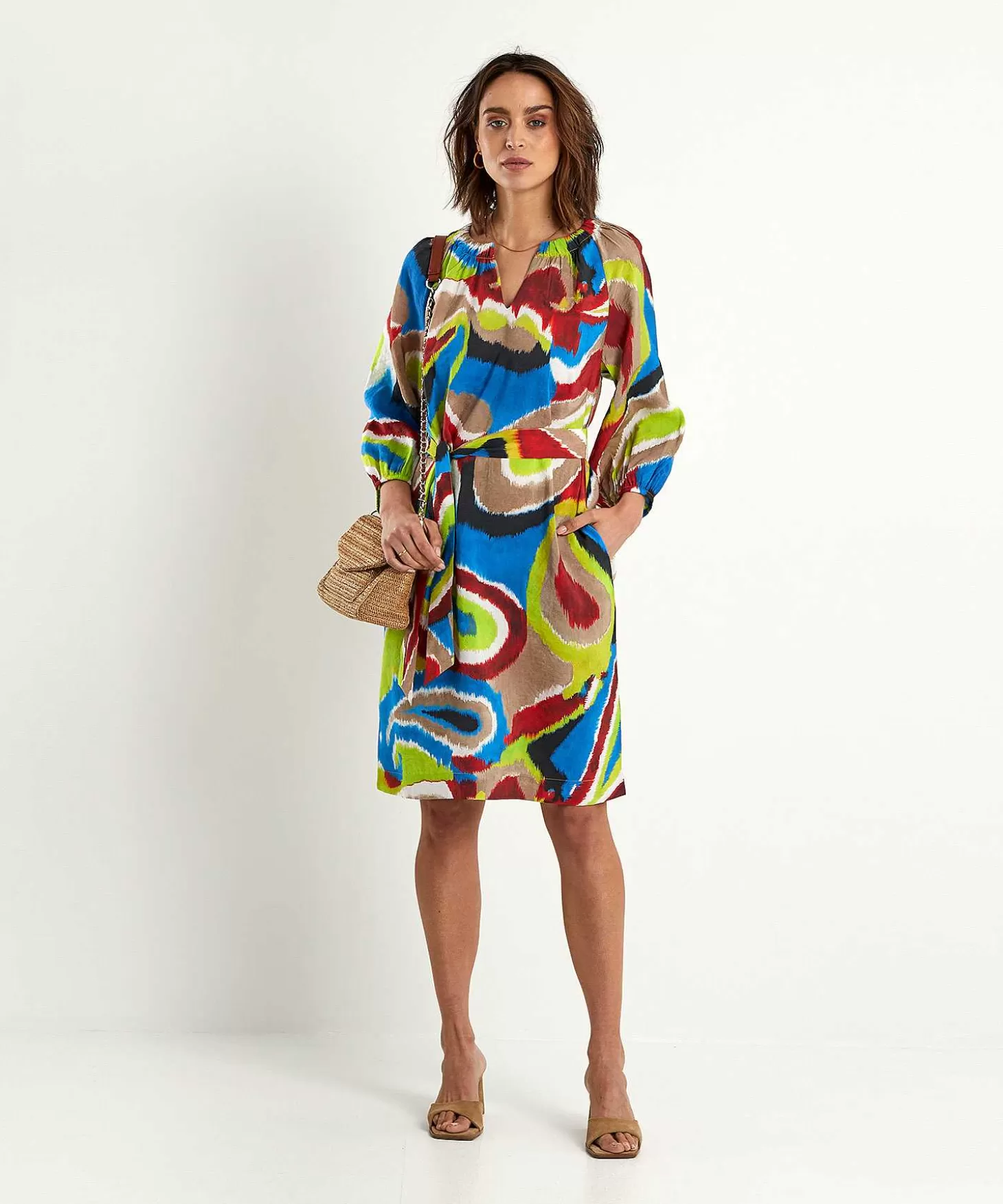 KYRA Jurk Met Ceintuur Multicolor Esmee Hot