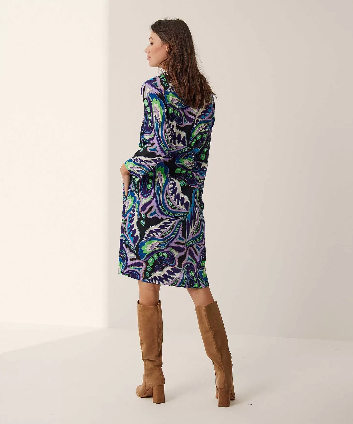 KYRA Jurk Met Ceintuur Multicolor Isra Outlet