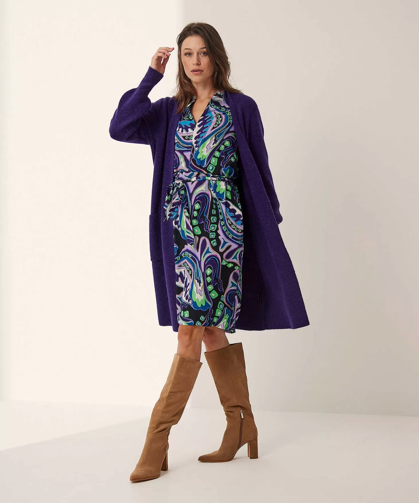 KYRA Jurk Met Ceintuur Multicolor Isra Outlet