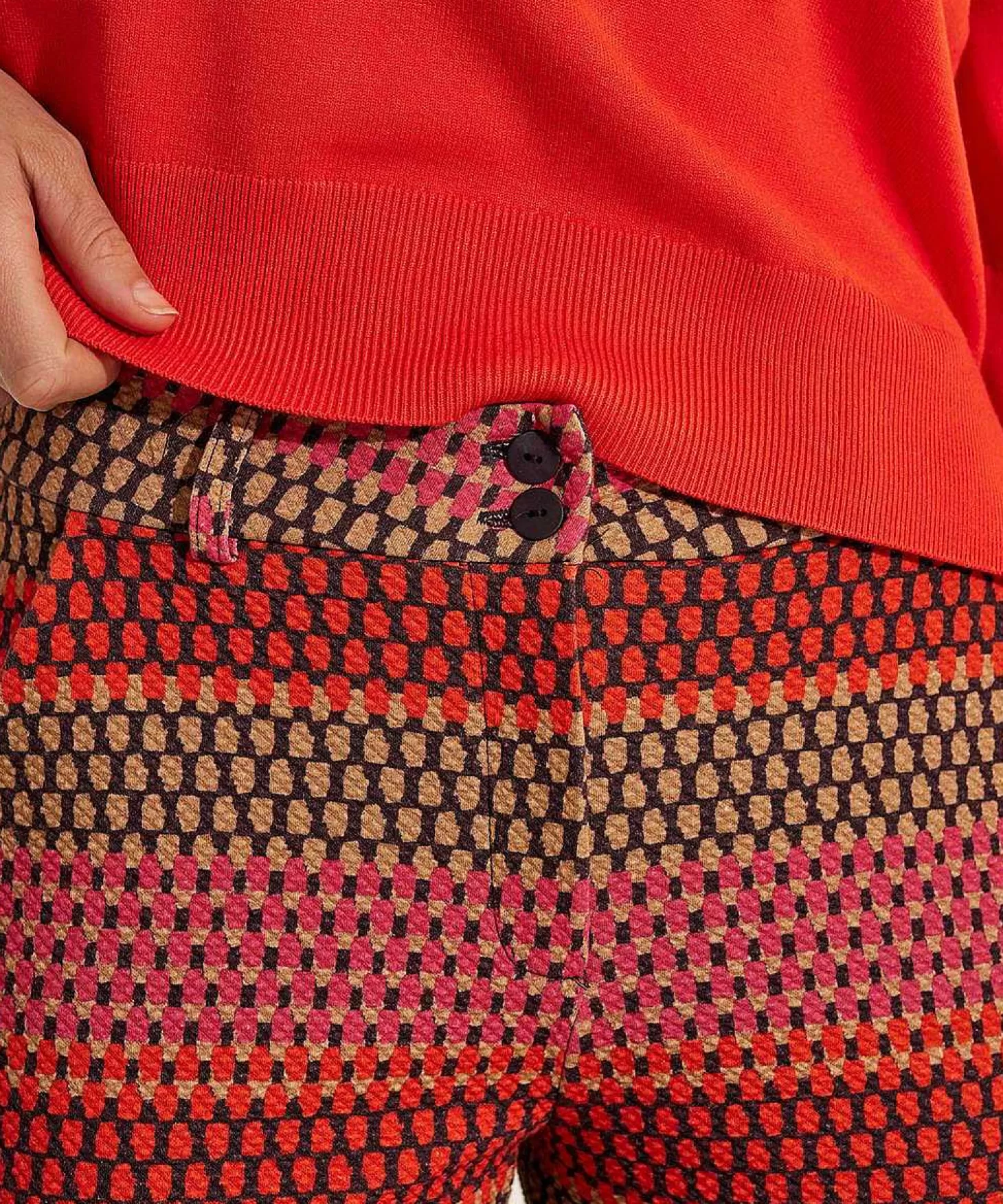 KYRA Multicolor Structuur Wide Leg Broek Ferris Flash Sale