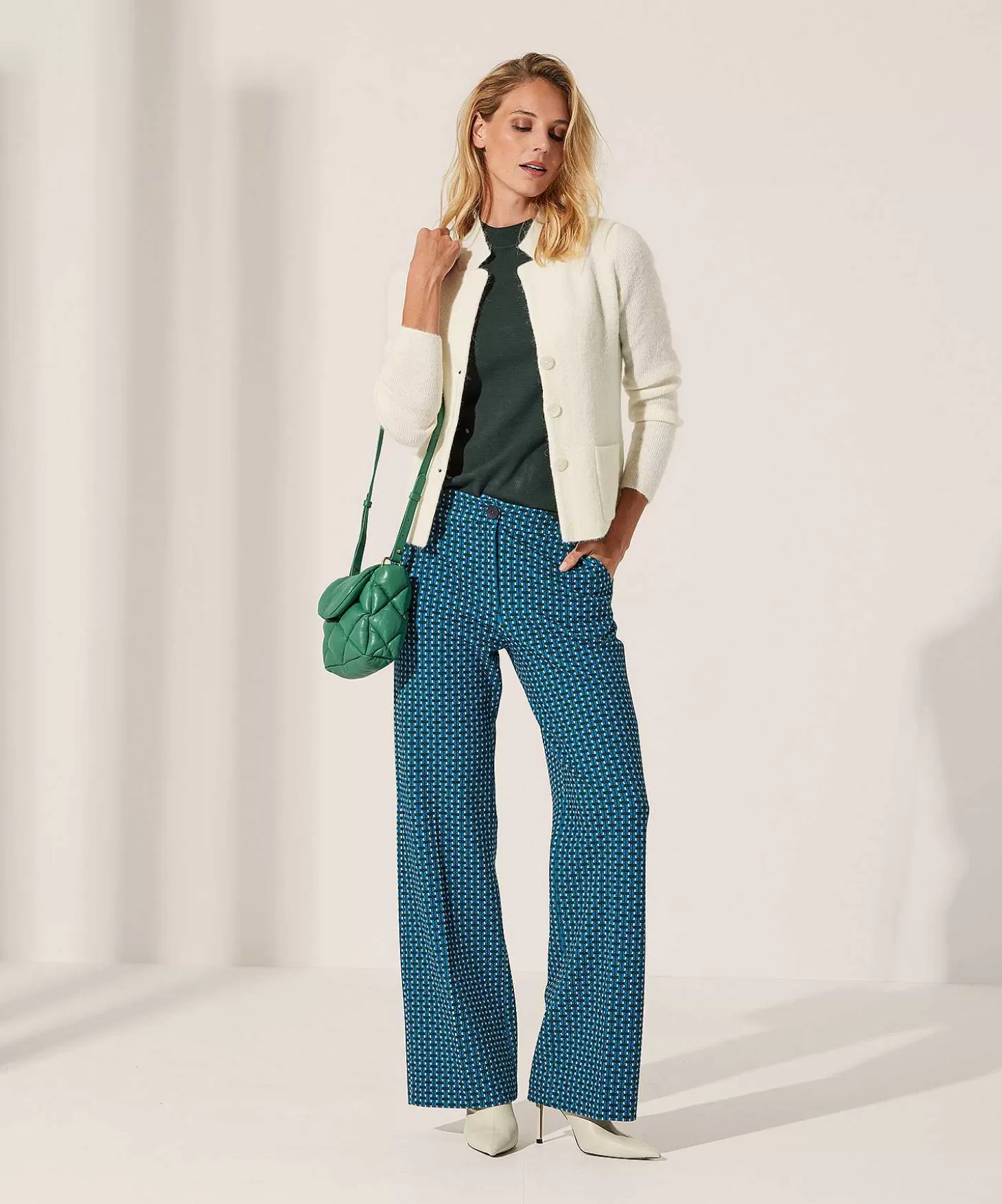 KYRA Multicolor Structuur Wide Leg Broek Ferris Store