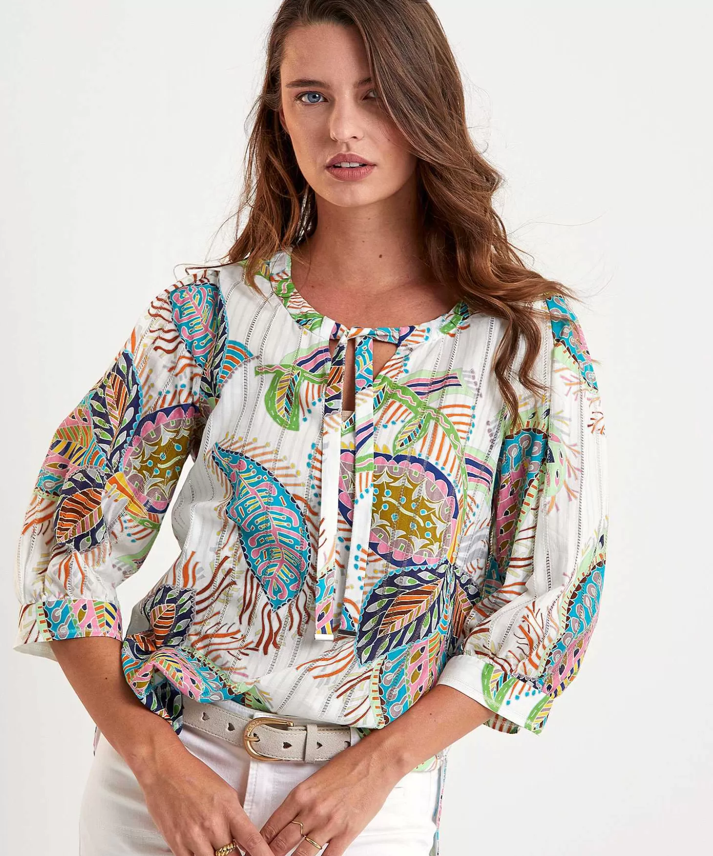 Marc Cain Collections Marc Cain Blouse Multicolor Bladprint Flash Sale