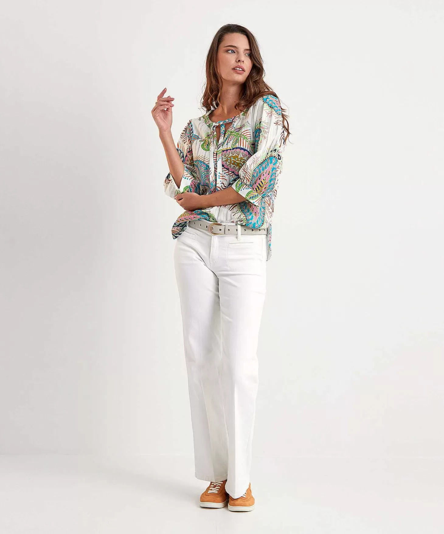 Marc Cain Collections Marc Cain Blouse Multicolor Bladprint Flash Sale
