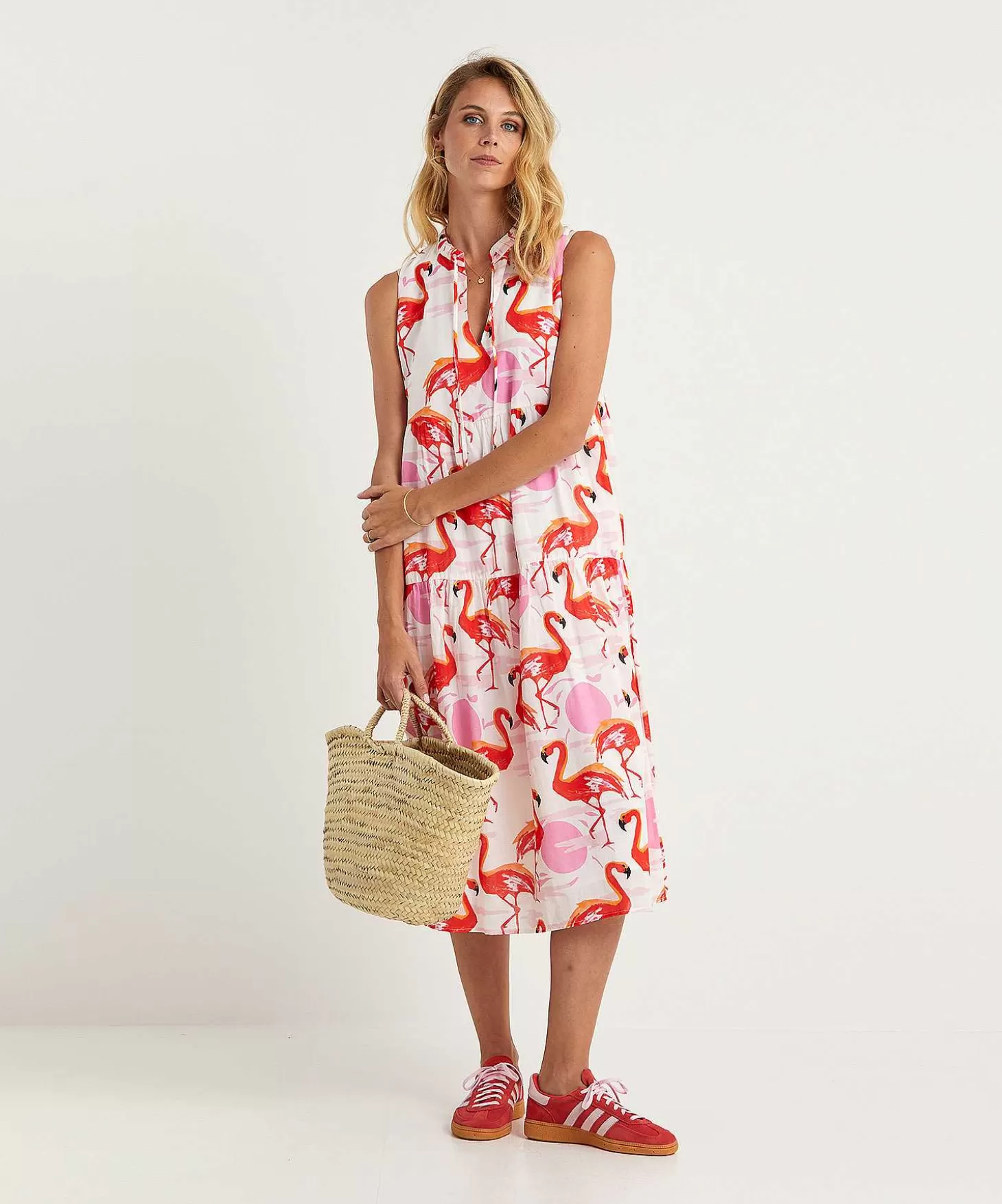 marc_cain_mouwloze_jurk_flamingo_4.webp Marc Cain Additions Marc Cain Mouwloze Jurk Flamingo Flash Sale