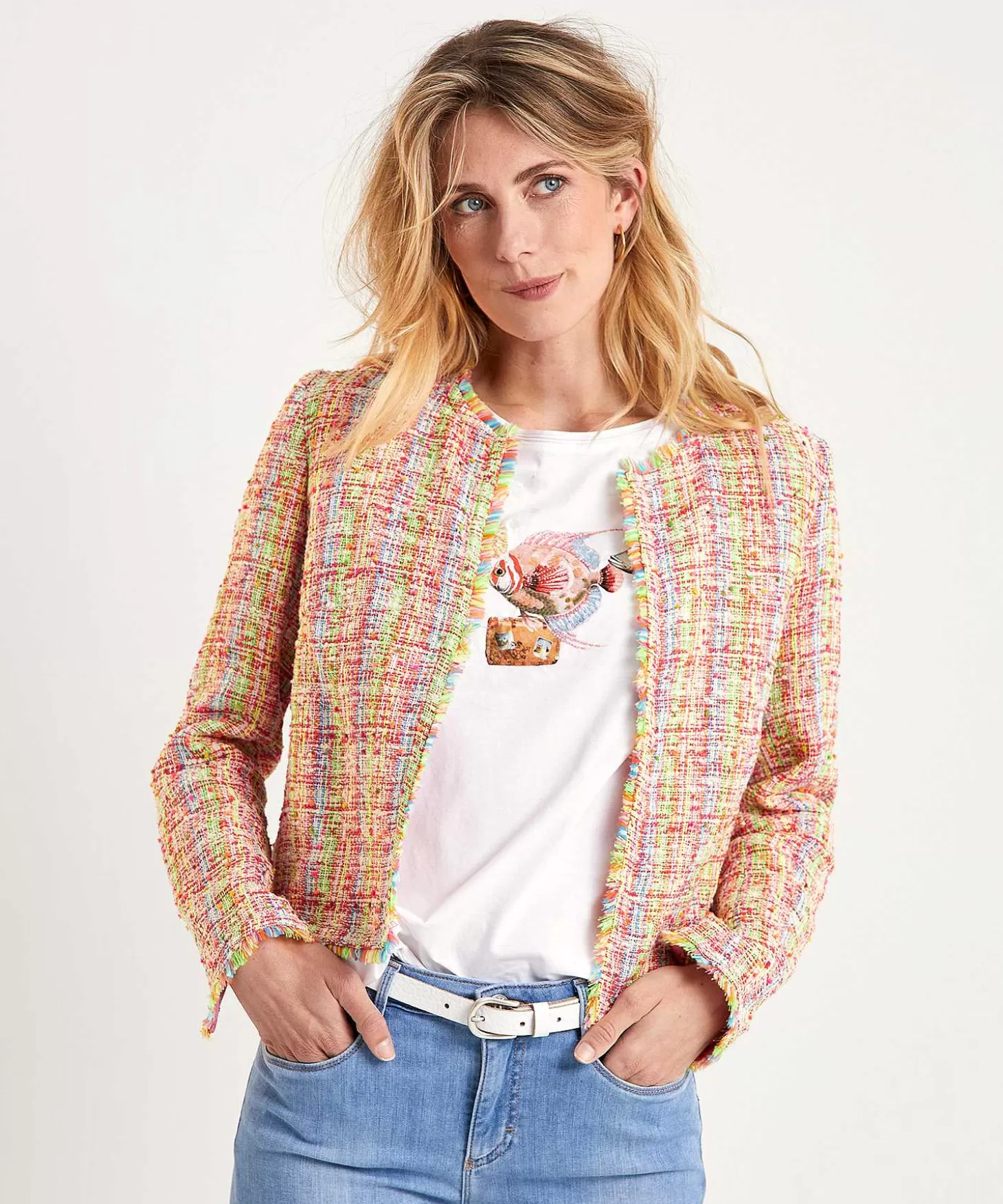 Marc Cain Collections Marc Cain Multicolor Boucle Vest Jasje Fashion