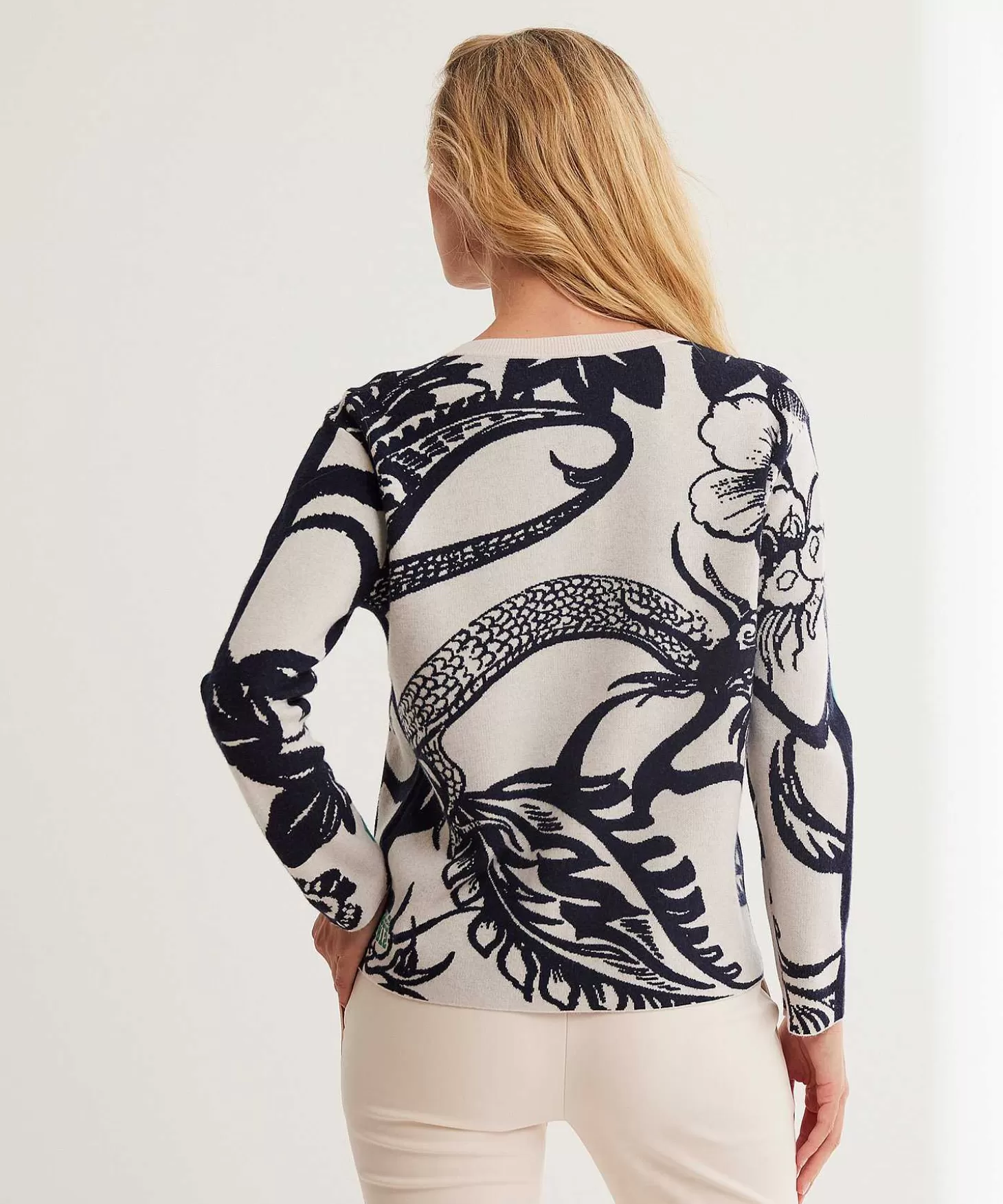 Marc Cain Sports Jacquard Trui Met Bloemenprint En Bies Hot