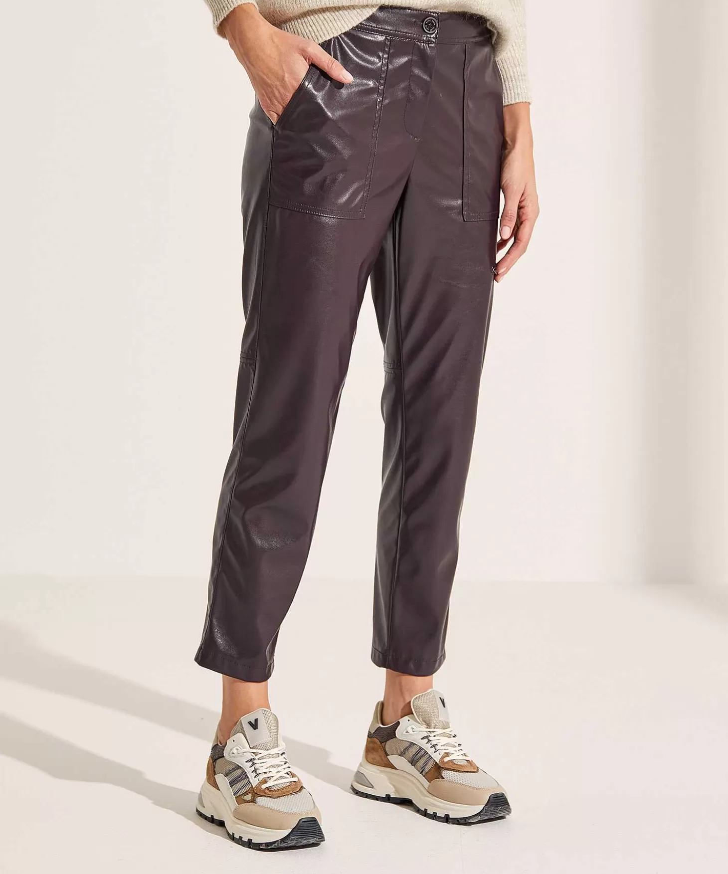 Marc Cain Sports Worker Broek Vegan Leather Rikaze Discount