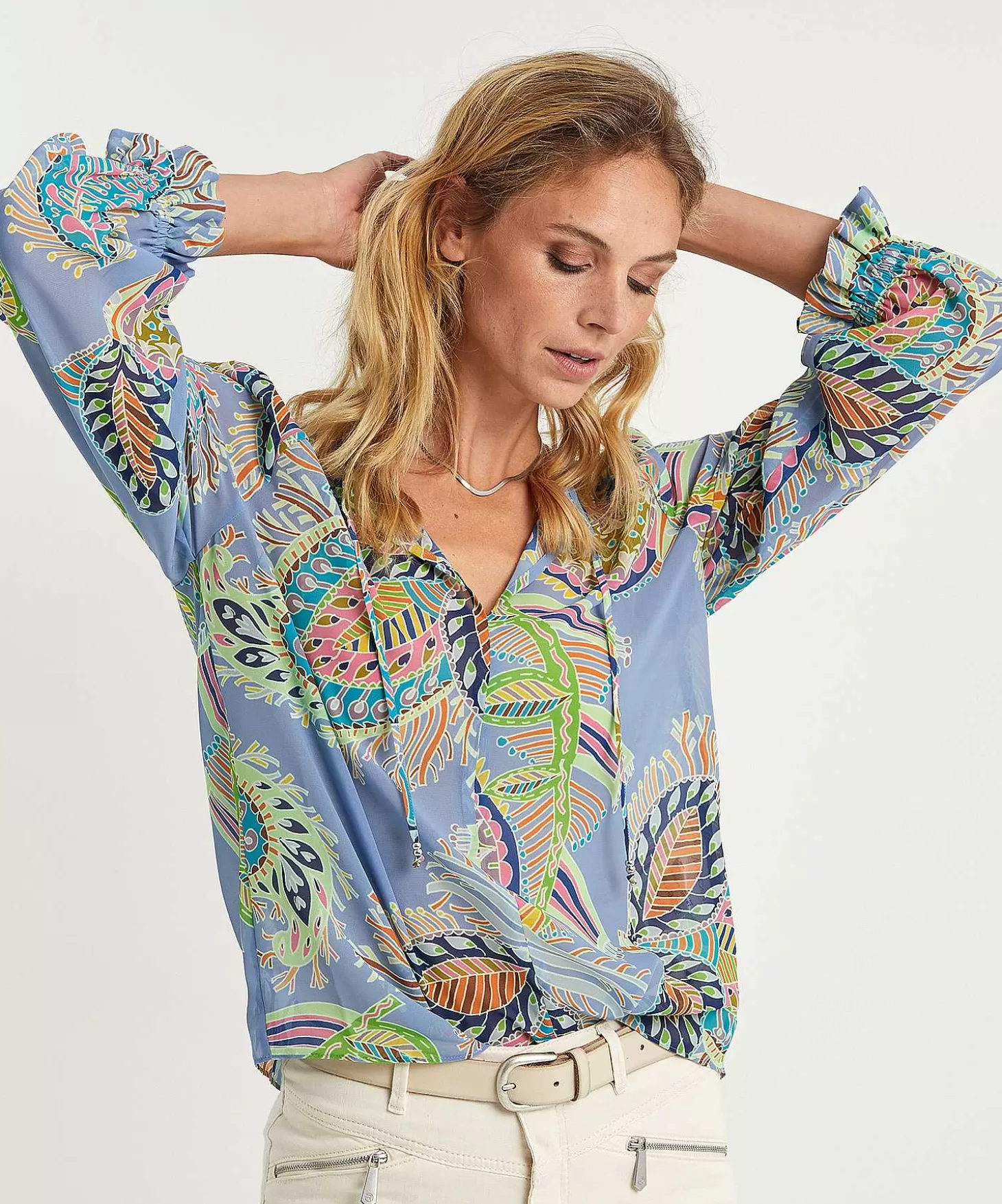 Marc Cain Collections Marc Cain Voile Blouse Multicolor Bladprint Store